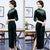 Illusion Neck Velvet Cheongsam Evening Dress with Sequins