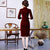 Knee Length Velvet Cheongsam Mother Dress with Sequins