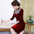 Knee Length Velvet Cheongsam Mother Dress with Sequins