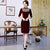 Knee Length Velvet Cheongsam Mother Dress with Sequins