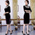Knee Length Velvet Cheongsam Mother Dress with Sequins