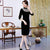 Knee Length Velvet Cheongsam Mother Dress with Sequins