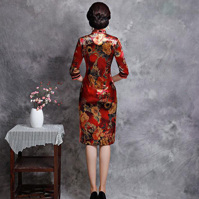 fitted lace wedding dress Red Bridal Cheongsam | Red Qipao Bridal Gown with Phoenix Lace (# fitted lace wedding dress Red Bridal Cheongsam | Red Qipao Bridal Gown with Phoenix Lace (#