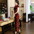 Cap Sleeve Full Length Velvet Cheongsam Qipao Dress