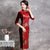 Knee Length Velvet and Floral Brocade Cheongsam Evening Dress