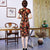 Short Sleeve Knee Length Floral Velvet Cheongsam Qipao Dress