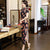 Keyhole Neck Full Length Floral Velvet Cheongsam Evening Dress