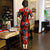 Half Sleeve Full Length Floral Velvet Cheongsam Mother Dress