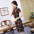 Cap Sleeve Knee Length Floral Velvet Cheongsam Mother Dress