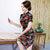 Cap Sleeve Knee Length Floral Velvet Cheongsam Mother Dress