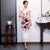 Flügelärmeln in voller Länge Cheongsam Floral Chinese Dress Abendkleid