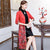 Knee Length Sleeveless Velvet Cheongsam with Floral Suede Coat