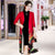 Knee Length Sleeveless Velvet Cheongsam with Floral Suede Coat