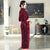 Floral Embroidery Tea Length Velvet Traditional Cheongsam Chinese Dress