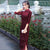 3/4 Sleeve Tea Length Velvet Traditional Cheongsam Chinese Dress