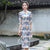 3/4 Sleeve Tea Length Floral Corduroy Traditional Cheongsam Chinese Dress