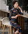 Vestido chino cheongsam tradicional de pana floral con manga 3/4 de longitud de té