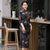 3/4 Sleeve Tea Length Floral Corduroy Traditional Cheongsam Chinese Dress