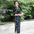 Robe chinoise traditionnelle Cheongsam en laine florale à manches 3/4