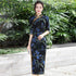 3/4 Ärmel Tee-Länge Traditionelles chinesisches Cheongsam-Kleid aus Wolle mit Blumenmuster