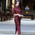 3/4 Sleeve Tea Length Floral Woolen Traditional Cheongsam Chinese Dress