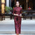 3/4 Sleeve Tea Length Floral Woolen Traditional Cheongsam Chinese Dress