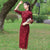 Robe chinoise traditionnelle de cheongsam de flocage floral de longueur de thé à manches 3/4