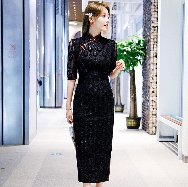 peacocks dresses black lace Temperley London - Peacock Midi Dress - Black