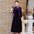 Vestido de madre de estilo chino de manga larga Pleuche Tea Length