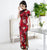 Traditionelles chinesisches Cheongsam-Kleid in voller Länge mit Stehkragen aus Blumenseide