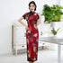 Traditionelles chinesisches Cheongsam-Kleid in voller Länge mit Stehkragen aus Blumenseide