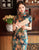 Mandarin Collar Floral Silk Full Length Traditional Cheongsam Chinese Dress