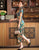 Mandarin Collar Floral Silk Full Length Traditional Cheongsam Chinese Dress