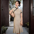 Cap Sleeve Floral Lace Full Length Mermaid Cheongsam Chinese Dress Day Dress