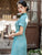 Short Sleeve Floral Silk Full Length Cheongsam Chinese Dress Tea Dress
