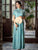 Short Sleeve Floral Silk Full Length Cheongsam Chinese Dress Tea Dress