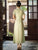 Short Sleeve Floral Silk Full Length Cheongsam Chinese Dress Tea Dress