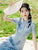 Short Sleeve Floral Silk Full Length Cheongsam Chinese Dress Day Dress with Butterfly knot