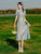Short Sleeve Floral Silk Full Length Cheongsam Chinese Dress Day Dress with Butterfly knot