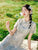 Short Sleeve Floral Silk Full Length Cheongsam Chinese Dress Day Dress with Butterfly knot