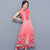 Cap Sleeve Tea Length Floral Chiffon Cheongsam Chinese Dress