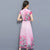 Robe chinoise Cheongsam en mousseline de soie florale à manches longues