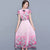 Cap Sleeve Tea Length Floral Chiffon Cheongsam Chinese Dress