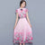 Flügelärmeln Tee-Länge Chiffon Cheongsam Chinesisches Kleid mit Blumenmuster