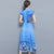 Cap Sleeve Tea Length Floral Chiffon Cheongsam Chinese Dress