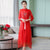 Floral Embroidery Cheongsam Han Chinese Costume 2-piece Suit