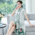 Knee Length Cheongsam Floral Chinese Costume 2-piece Suit