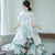 Knee Length Cheongsam Floral Chinese Costume 2-piece Suit