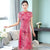 Mandarin Collar Cap Sleeve Floral Cheongsam Chinese Dress