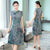 Mandarin Collar Cap Sleeve Floral Cheongsam Chinese Dress